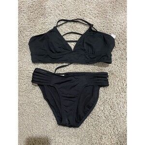 Women's Athleta Black Two Piece Bikini Set Xsmall Swim Bathing Suit Beach